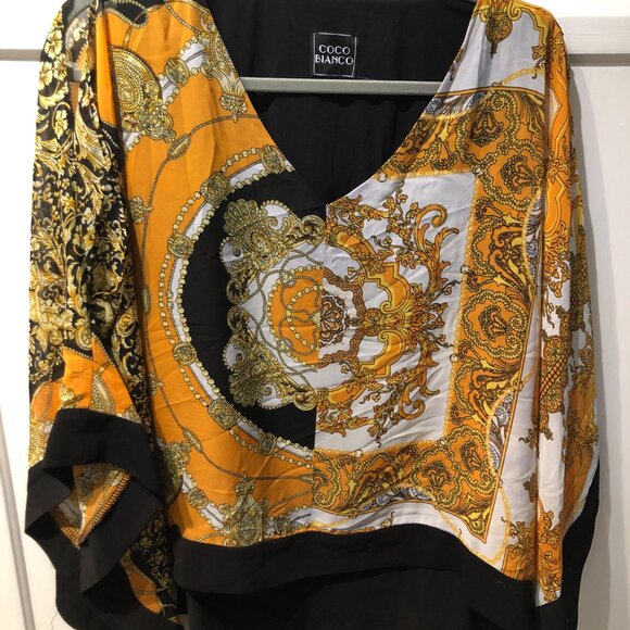 Coco Bianco Cold Shoulder Print Top Size M - Picture 7 of 7